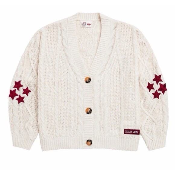 Taylor Swift Red Taylor’s Version Cardigan Cream Size M/L Cable Ready to Ship - Picture 1 of 4